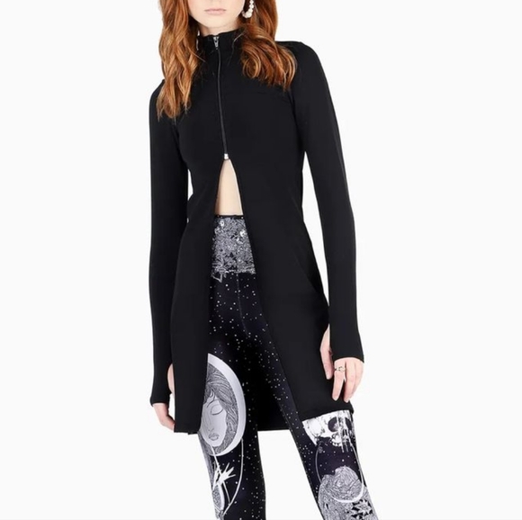 Blackmilk Sweaters - Blackmilk Warm Avant Cardigan Half Zip Split Front Sweater - Black